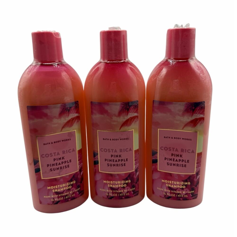 Bath & Body Works Costa Rica Pink Pineapple Sunrise Shampoo Bundle x3 New 16 oz
